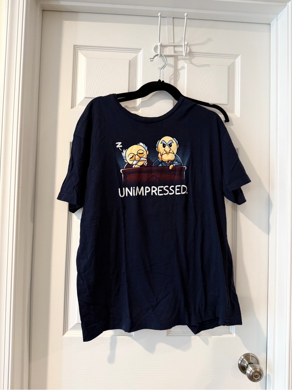 Unimpressed Navy Short Sleeve Graphic Tee Waldorf and Statler Muppets